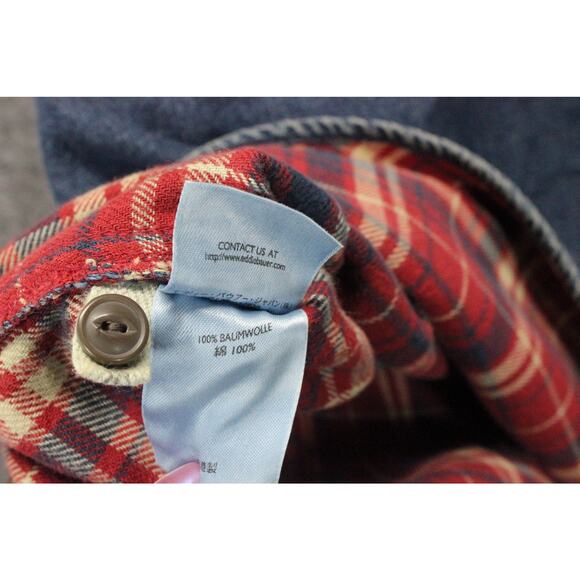 Eddie Bauer Elkhorn Shirt Men’s 2XL Blue Denim Shacket Button Up Flannel Lined - Picture 6 of 7